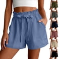 thumbnail image 1 of Shorts for Women Summer Casual High Waisted Wide Leg Drawstring Lounge Shorts Comfy 2026 Beach Vacation Clothes Gray M, 1 of 7