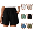 thumbnail image 1 of Shorts for Women Summer Casual Lightweight Elastic Waist Wide Leg Loose Fit Beach Shorts with Pockets, 1 of 9
