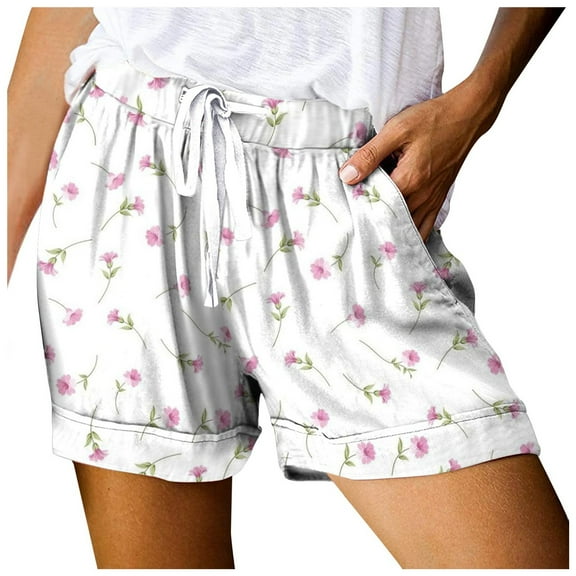 Shorts for Women Summer Drawstring Elastic Waist Casual Lightweight Loose High Waisted Short with Pockets S-2XL