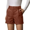 thumbnail image 1 of Shorts for Women Summer High Waist Faux Leather Dress Or formal Wear Zipper Fly Spring Casual Beach Shorts with Pockets S-XL, 1 of 5