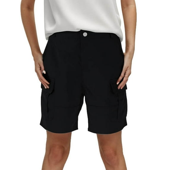 Shorts for Women Summer Solid Color Pocket Casual High Waist Hot Bermuda Cargo Board Gym Black Bottoms Sizes 2XL