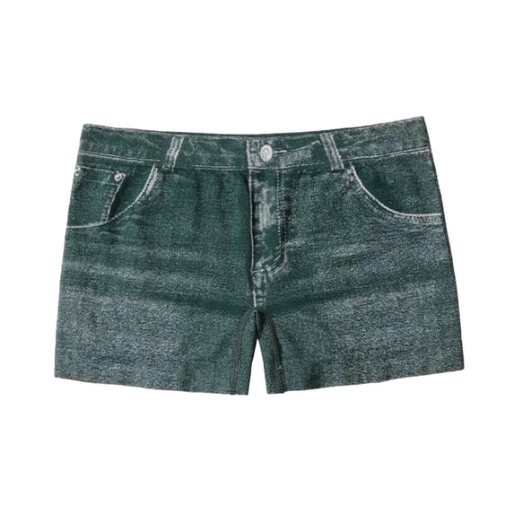 Shorts for Women Summer Stretchy Denim Butt Lifting Slim Shorts Shorts for Women Green Xxl