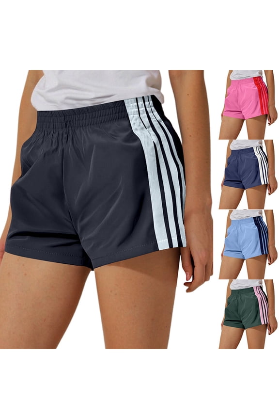 Shorts for Women Sweat Track Athletic Shorts Summer Sport Shorts Low Rise Mini Side Stripes Gym Y2k Cute Girls Athleisure Clothing