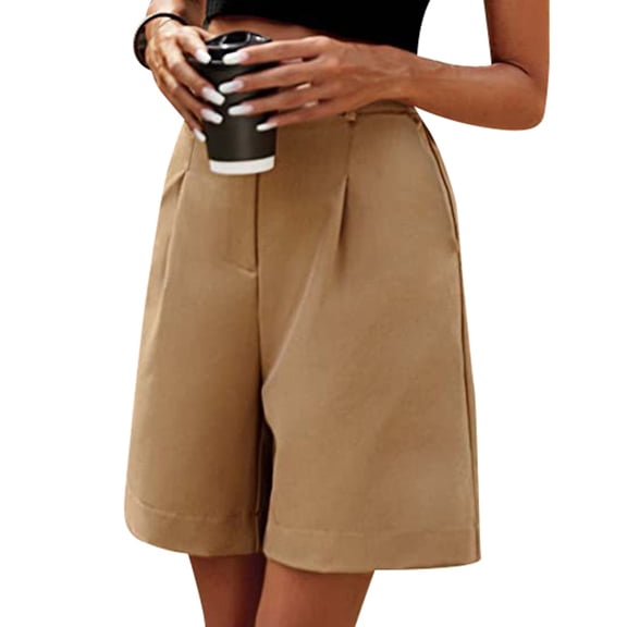 Shorts for Women, Trendy Casual Summer High Waisted Shorts, Comfy Shorts with Pockets Apricot S