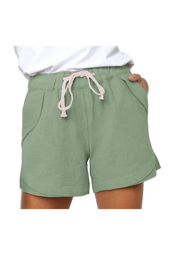 Shorts for Women Trendy New Womens Plus Size Drawstring Shorts Comfy High Waist Casual Summer Beach Shorts with Pockets Army Green XXL