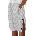 thumbnail image 1 of Shorts for Women Trendy Summer 2025 Fashion Striped Printed Button Loose Casual Beach Shorts S-3XL, 1 of 5