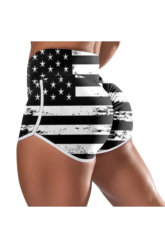 Shorts for Women Trendy Summer 2025 High Waisted Running Athletic Independence Days Printed Workout Gym Casual Shorts S-2XL