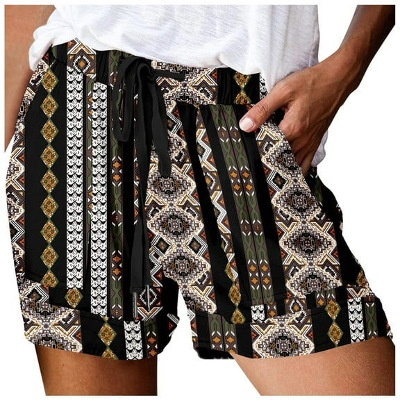 Shorts for Women Trendy Summer 2025 Plus Size Printing Beach Drawstring Loose Cute Vacation Clothes Casual Jean Shorts with Pockets S-5XL