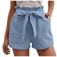 thumbnail image 1 of Shorts for Women Trendy Summer 2025 Ruffle Hem Bow Tie Waistband High Waisted Baggy Dressy Casual Womens Jorts with Pockets S-2XL, 1 of 8