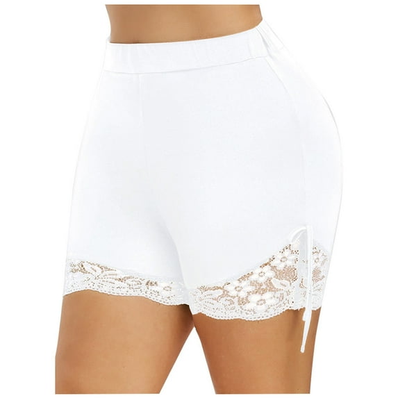Shorts for Women Trendy Women Plus Size Basic Slip Bike Shorts Workout Leggings Yoga Shorts Pants Cargo Shorts Women White 4XL