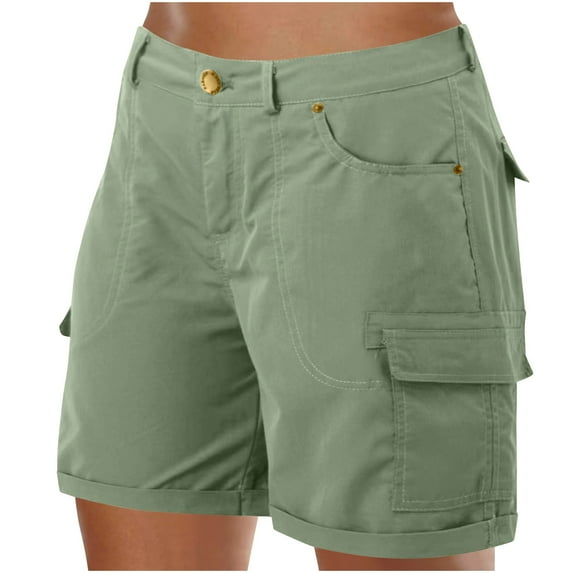 Shorts for Women Trendy,Women's Cargo Shorts Summer High Waisted Bermuda Shorts Casual Trendy Hiking Outfits Knee Length Pant with Pockets