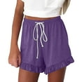 thumbnail image 1 of Shorts for Women, Women Summer Beach Shorts, Solid Color Drawstring Waist Casual Shorts Fashion Baggy Ruffle Ruched Hem Comfy Clothes, 1 of 6