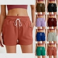 thumbnail image 1 of Shorts for Women Fashion Solid Shorts With Elastic Waistband Drawstring Side Pockets Casual Wear, 1 of 8