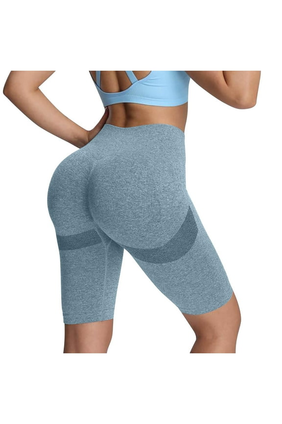 Shorts for Women, Women's High Waist Biker Shorts Scrunch Butt Lifting Workout Gym Yoga Running Compression Athletic Ribbed Long Shorts