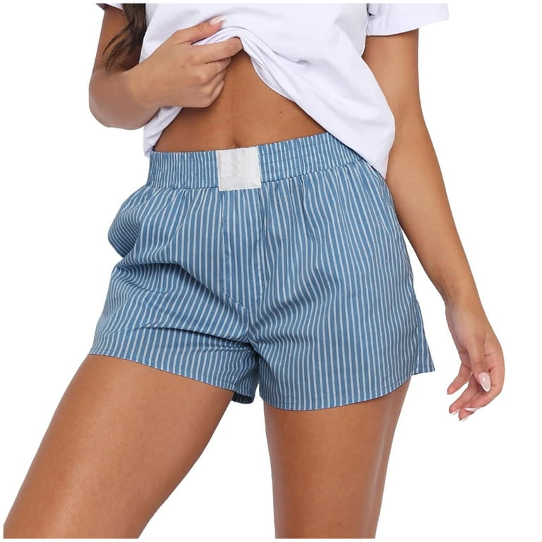 Womens blue striped shorts hotsell