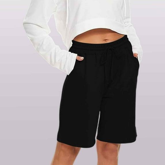 Shorts for Women Women's Sports Comfortable Elastic Waist Drawstring Shorts Womens Shorts Clearance! Black 3X