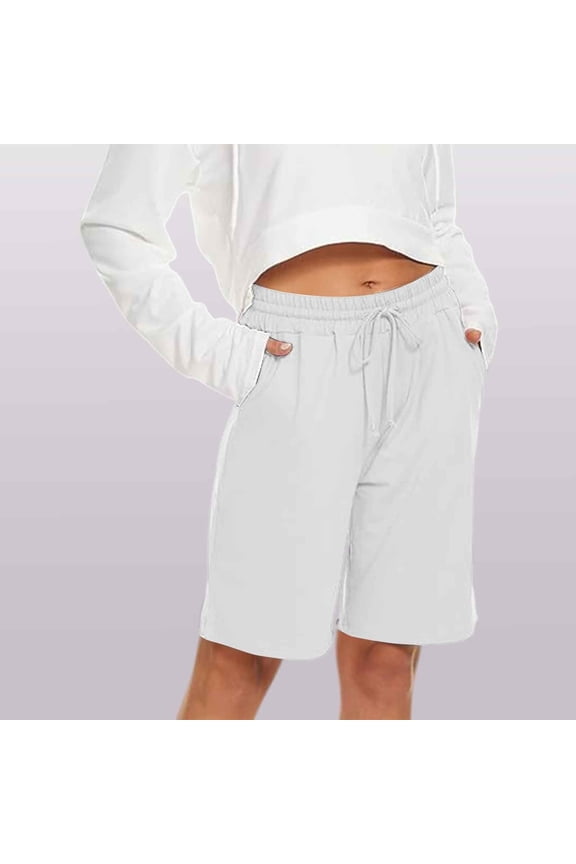 Shorts for Women Women's Sports Comfortable Elastic Waist Drawstring Shorts Womens Shorts Clearance! White L