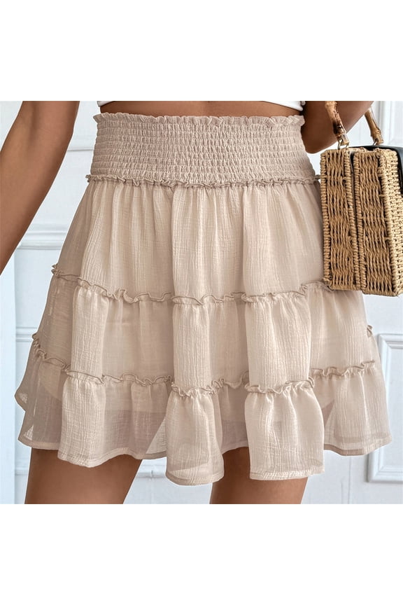 Shorts for Women, Womens Summer Flowy Mini Skorts Skirts High Waist Ruffle Tiered Casual Cute Boho Beach Short Skirts Built-in Shorts