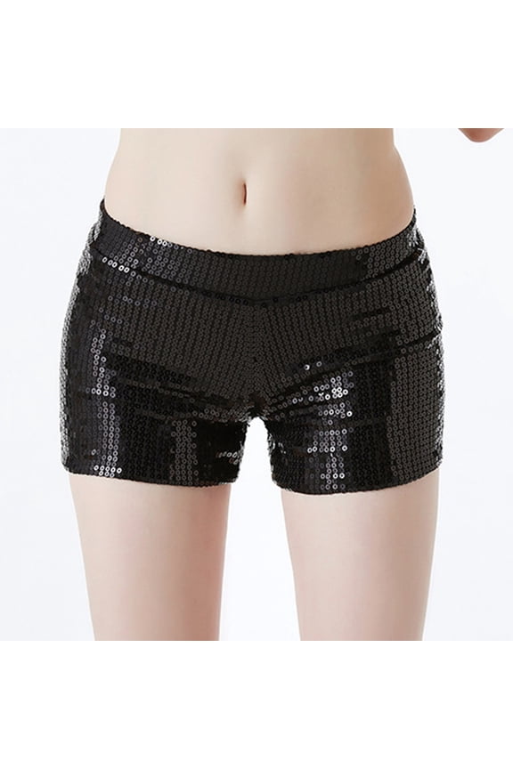 Shorts for Women's Shorts for Dance Performance Sequin Jazz Hop Nightclub Styling with Fashionable Bottoms Black XXL