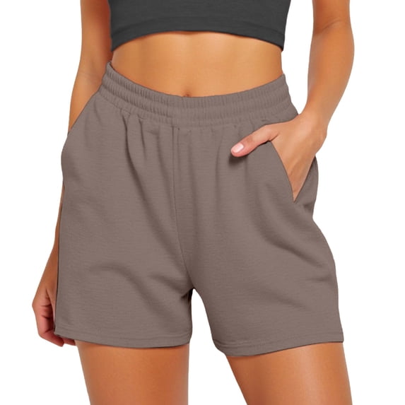 Shorts for Women\u2019s Shorts Casual Summer Comfy Elastic High Waist Running Shorts With Pockets for Women Brown 3XL