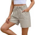 thumbnail image 1 of Shorts for Women with Pocket Casual Drawstring Elastic Waist Striped Fashion Shorts, 1 of 8