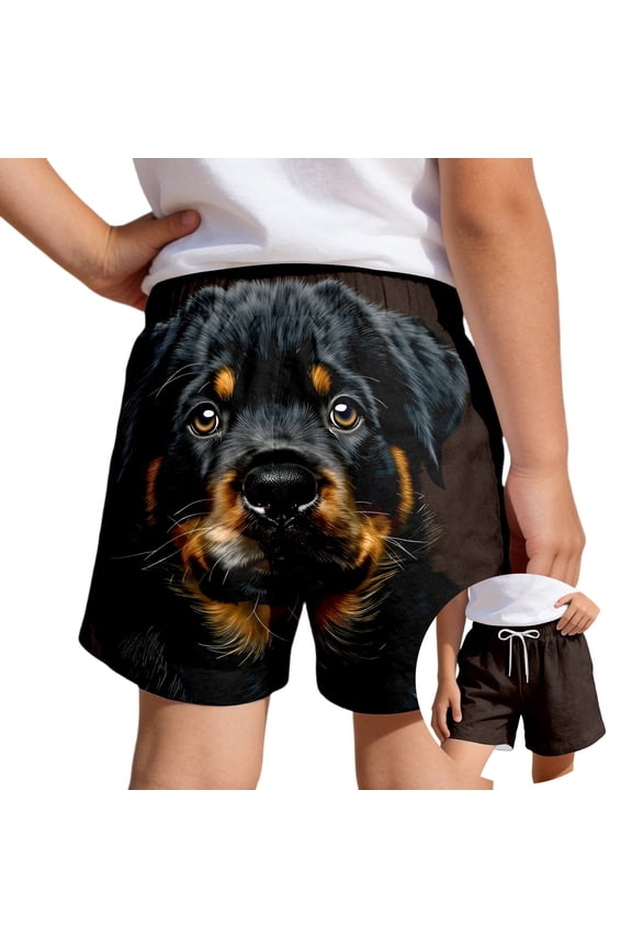 Shorts with Dog Face on - Funny 3D Dog Print, Soft & Comfortable, Loose Fit, for Summer & Casual Wear/Bronze/100