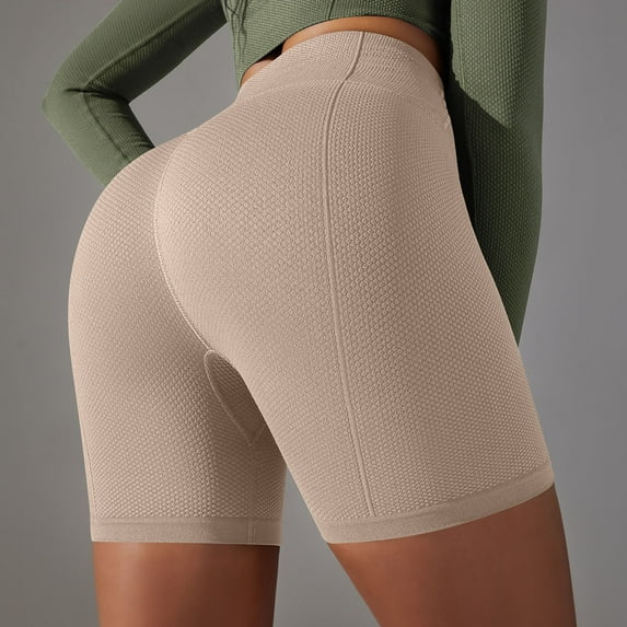 uublik Gym Shorts With Pockets for Women Super Soft Seamless Gym Shorts Beige