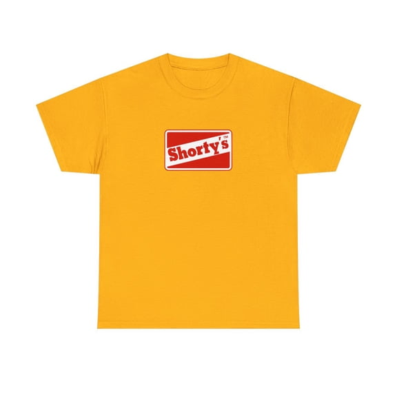 Shortys Red Skateboard Classic 90s 00s Muska Vintage Classic Skate TShirt Print - Gold / L