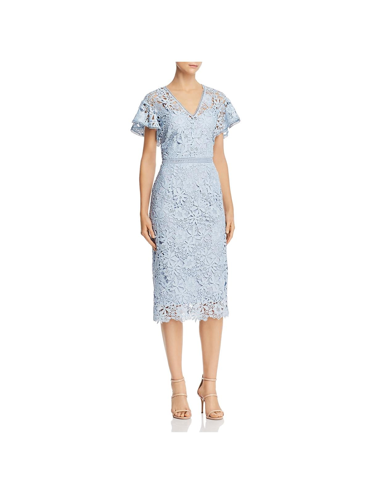 Shoshanna Womens Taylor Lace V-Neck Midi Dress Blue 10 - Walmart.com