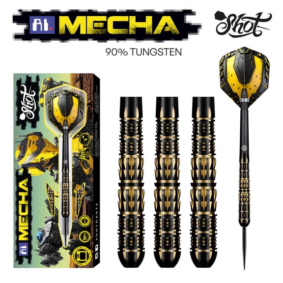 Shot AI Mecha Steel Tip Dart Set-90% Tungsten Barrels-22gm