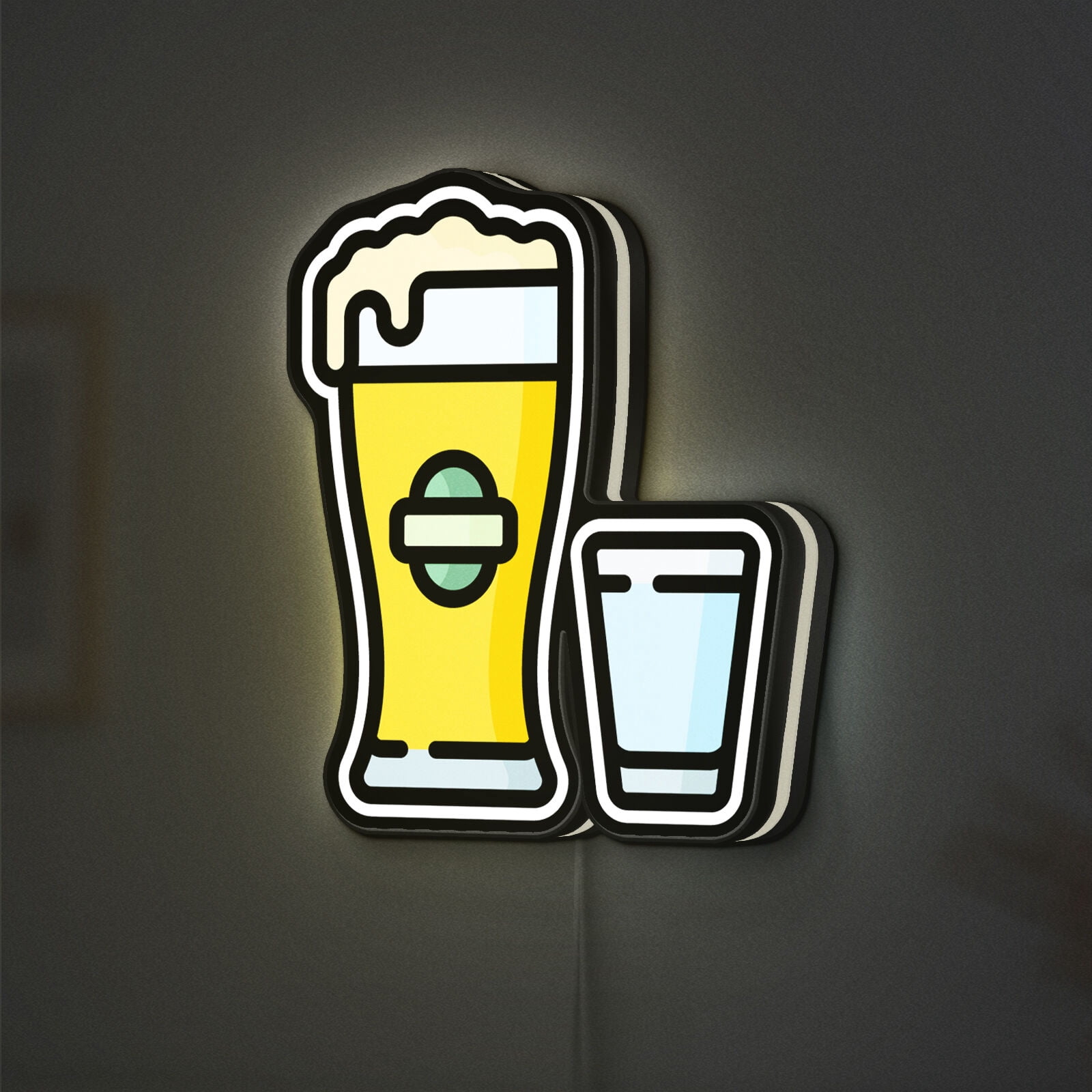 Shot Beer 3D Novelty Light Box for Liquor and Pub Decor, Alcohol Themed Beverage Lamp for Party Nights and Drink Lovers (Width 8 inch, 20cm)