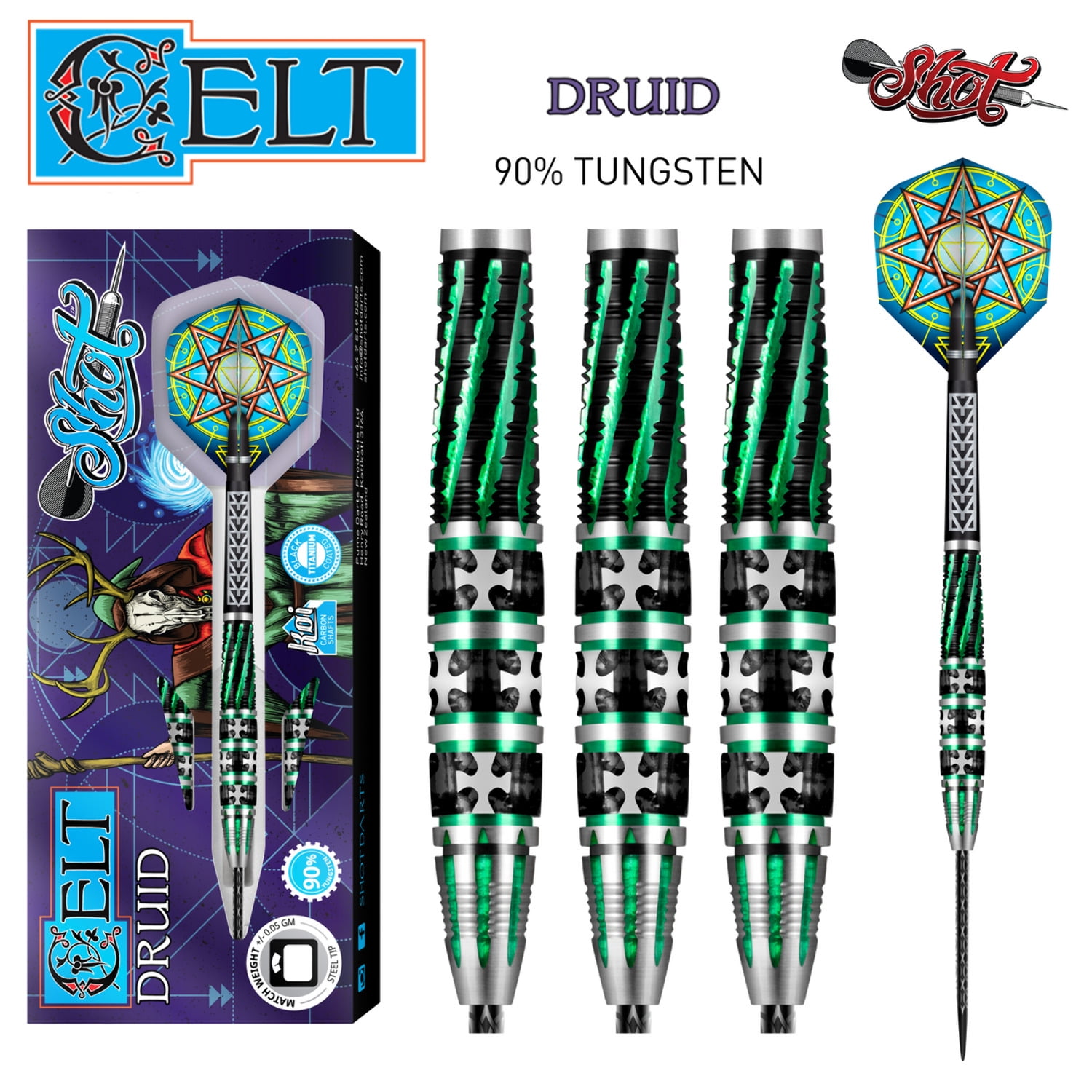 Shot Celt Druid Steel Tip Darts -25gm
