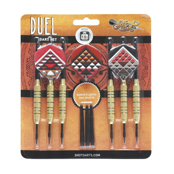 Shot Darts Duel Brass Barrels Steel Tip Dart Set 18 grams