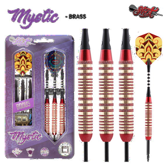 Shot Darts Mystic Red Color Plated Brass Steel Tip Dart Set 23 grams