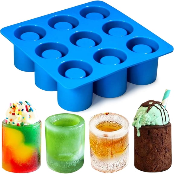 Shot Glass Candy Mold Silicone, 9-Cavity Round Silicone Molds for Fat Bombs, Chocolate, Shot Glass Ice Molds for Freezer