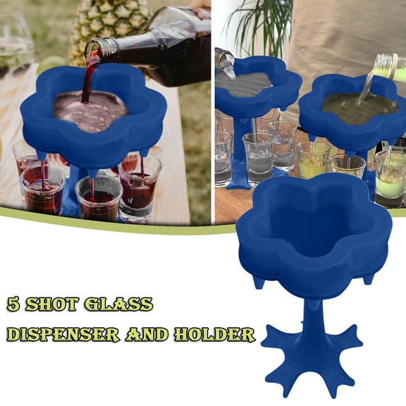 Shot Glass Dispenser with Holder Party Drink Pourer Rack for Liquor Wine Beverage Easy Filling Display Stand for Home Bar Party Entertainment Use,shot dispenser,Blue,1PC