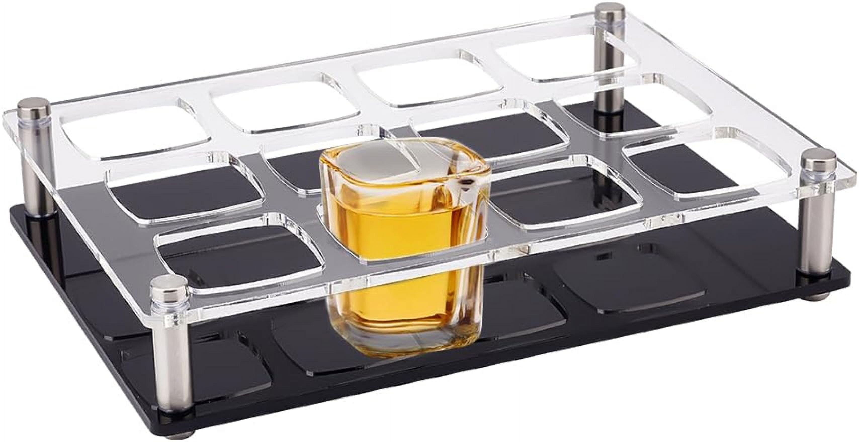Shot Glass Holder 12 Holes Acrylic Shot Glasses Serving Tray 1.9