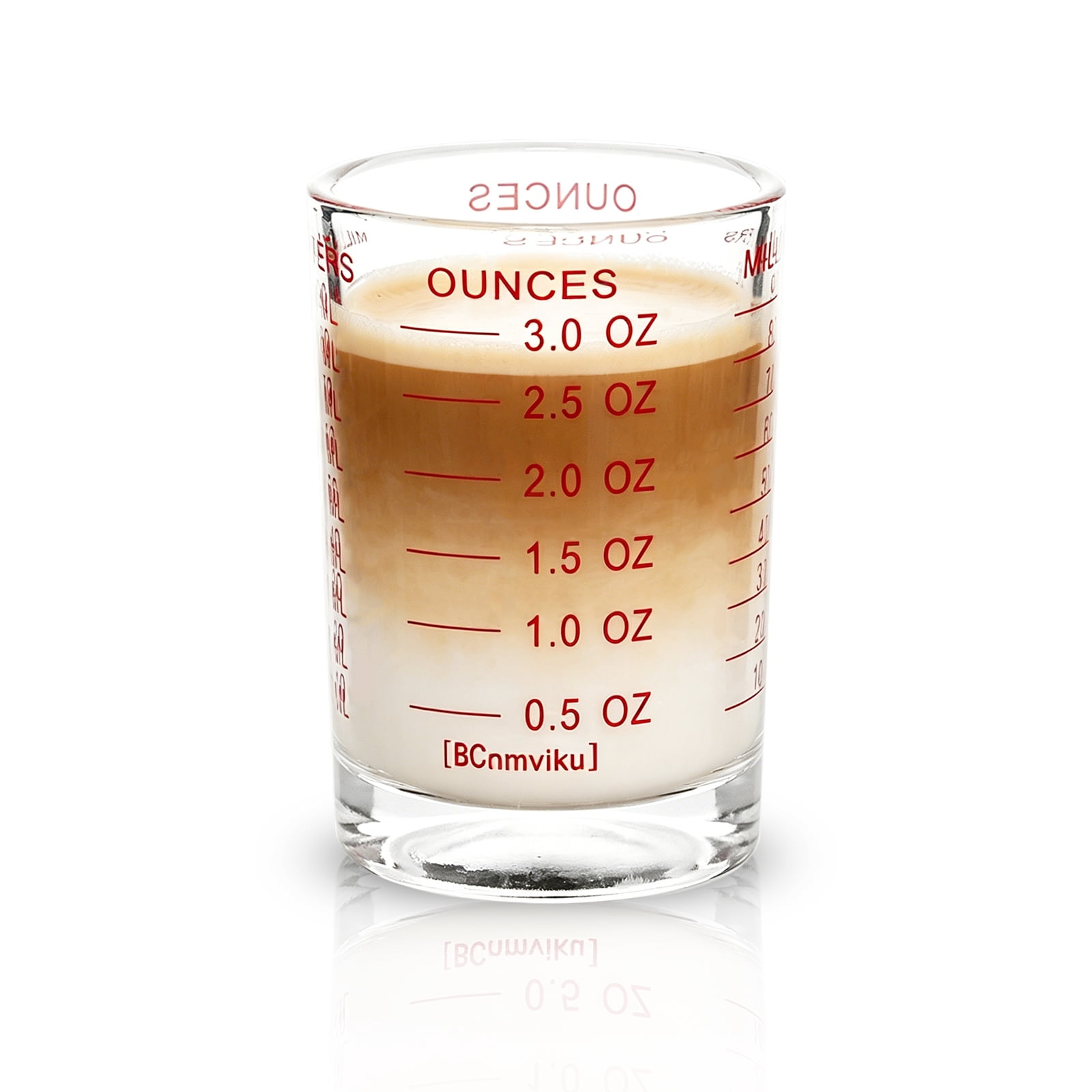 BCnmviku Shot Glass Measuring Cup 3 Ounce/90ML Liquid Heavy High Espresso  Glass Cup Black Line (Red)