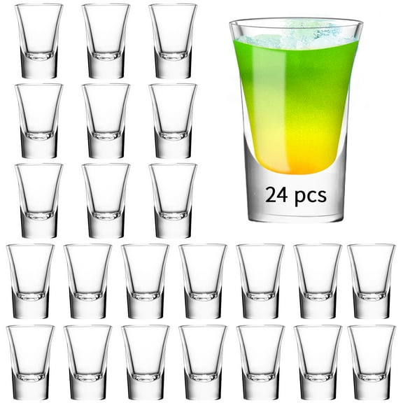 Shot Glass Set of 24-1.2 oz/35 ml Clear Shot Glass with Heavy Base, Rock Shot Glasses bulk for Cocktail, Vodka, Espressos, Liqueurs, Tequila and Desserts