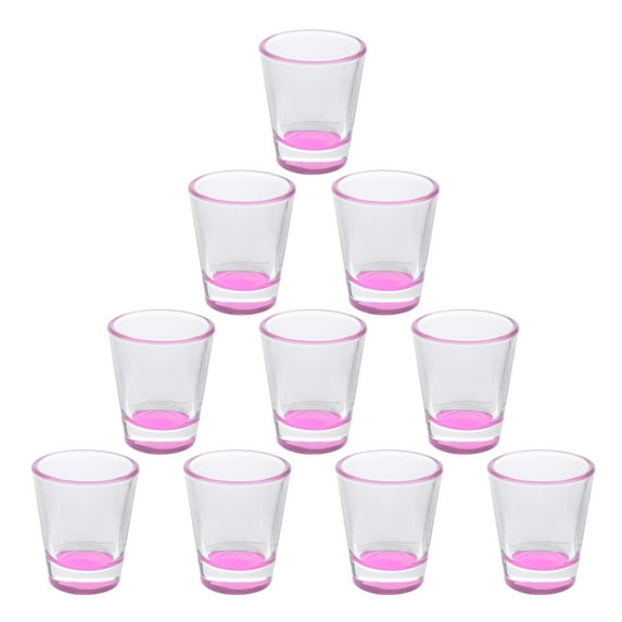 Shot Glasses 1.75 oz. Set of 10, Bulk Pack - Great for Wedding Favors, Bachelorette Party Decorations, Party Fovors, Color Bottom - Pink