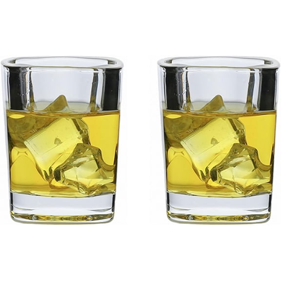 Shot Glasses 2.3 oz, Set of 2 - Cute Square Tequila Glasses, Perfect for Whiskey, Tequila, Liqueurs, Party & Collection, Espressos, Spirits & Liquors (2, Clear square)