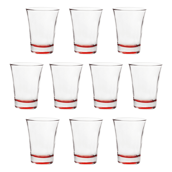 Shot Glasses 2 oz. Set of 10, Bulk Pack - Great for Wedding, Party, Birthday, Gifts - Red