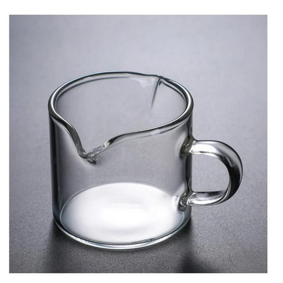 Shot Glasses, Espresso Parts Double Spouts Milk Cup, 2 Spouts Glass Creamer Pitcher with Handle, Coffee Milk Creamer Pitcher (Clear Glass/1Pack) 2.36x2.16"