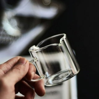 Single Spout Espresso Shot Glass with Wood Handle Espresso Glass 3.4oz  Carafe Shot Glass Cup Mini Milk Glass Cup for Milk Coffee Espresso Making 