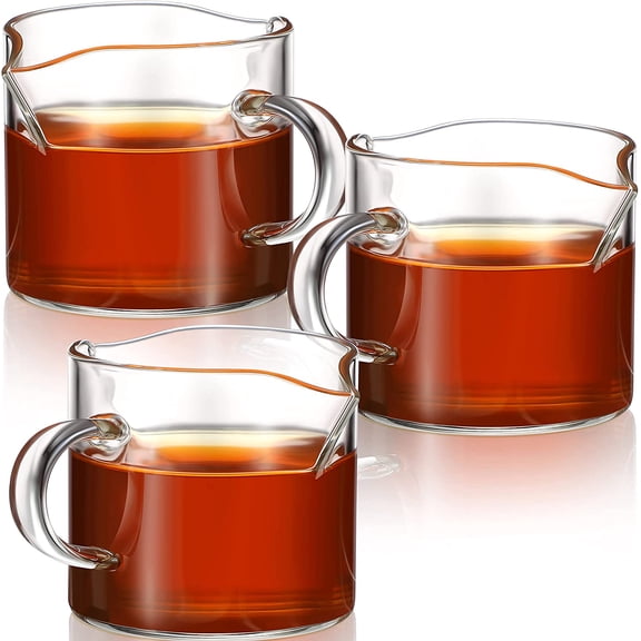 Shot Glasses Espresso Parts Double Spouts Milk Cup Clear Glass (Clear Glass-3 Pack)