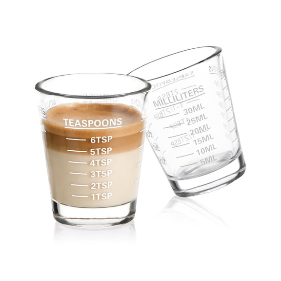 Shot Glasses Measuring Cup Set, Heavy‑Duty Espresso Shot Glass with 26‑Incremental Measurement, 1 OZ / 2 TBS / 6 TSP / 30 ML, Liquid Measuring Cup Kitchen Tools
