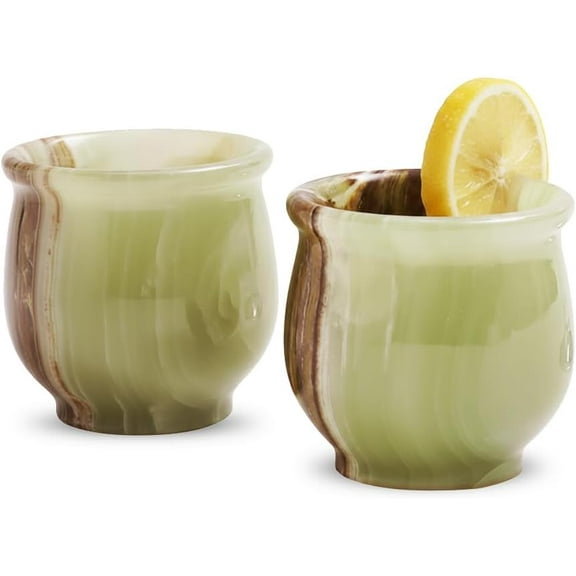 Radicaln Green Onyx Marble Shot Glasses Set of 2 ? 2 inch Handcrafted Stone Drink Cups for Whiskey, Cocktails, Espresso ? Luxury Barware & Gifting Essentials