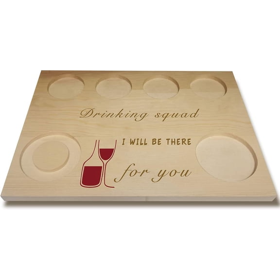 Shot Glasses Serving Tray I Will Be There For You Tequila Flight Board Wooden Party Family Dinner Gathering Men Women Gift 9.84 x 7.09 Inch Colorful