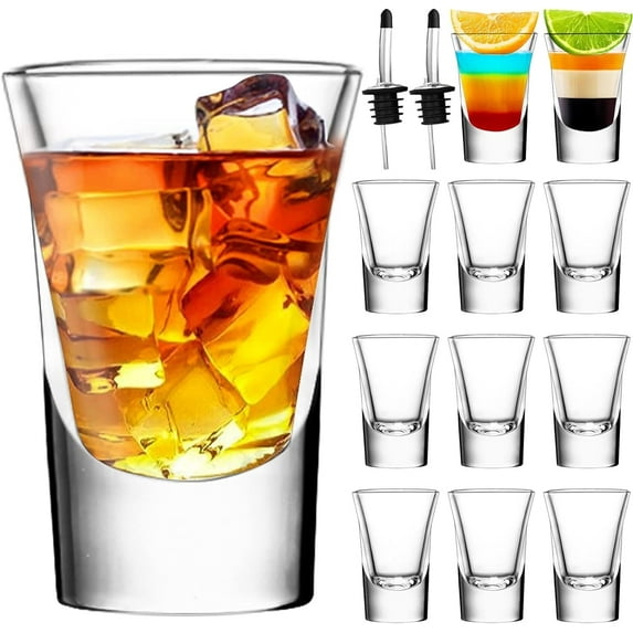 Shot Glasses Set of 12-1.2 oz/35 ml Clear Shot Glass with Heavy Base, Rock Shot Glasses bulk for Cocktail, Vodka, Espressos, Liqueurs, Tequila and Desserts
