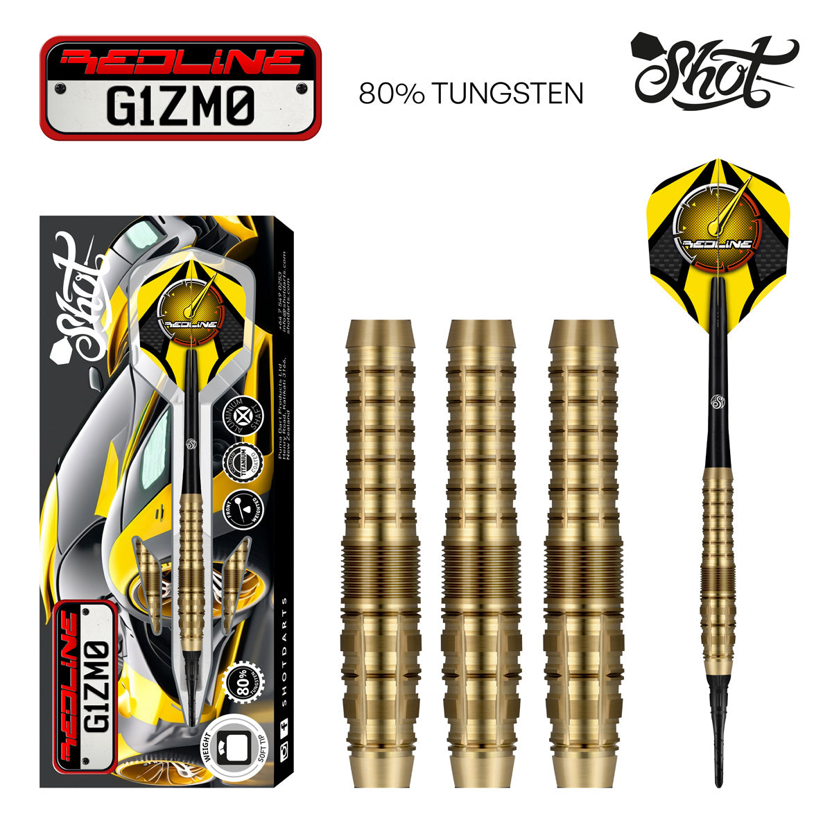 Shot Redline G1ZM0 Soft Tip Dart Set-80% Tungsten-20gm
